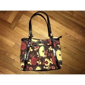 Kailo Chic Collection Pacific Design Laptop Tote Diaper Bag Brown Red Floral